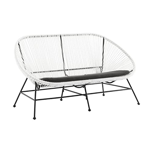 Linon Charleston White Woven Hammock Style Outdoor Loveseat