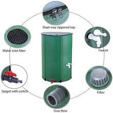 HEFJIAYCIQ Collapsible Rain Barrel, Portable PVC Rain Water Collection Barrel, Garden Rainwater Collection System with Spigot & Overflow Kit,Beige,1000L/100x125cm