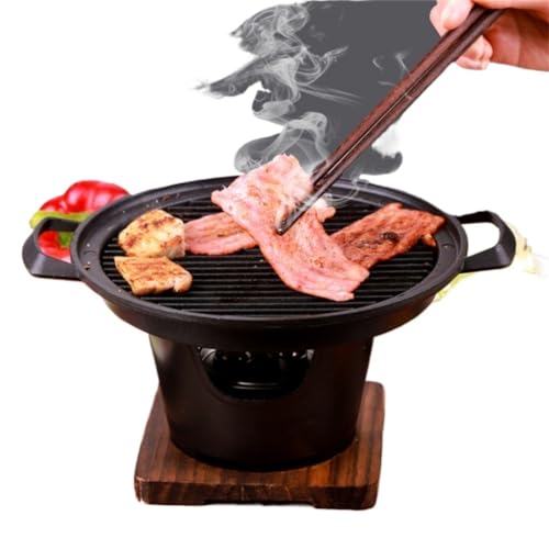 Small Barbecue Stove Korean-Style Household kitchen -Person Outdoor BBQ Smoke-Free Roasting Pot MeatTool(18cm)