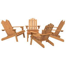 HKTMGDNG 5 Piece Solid Acacia Wood Adirondack Patio Lounge Set