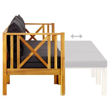 KUPTYERFG Extendable 3-Seater Patio Bench Daybed Solid Acacia Wood