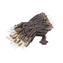 Novelty Lights 12-Pack 34 Feet 100 Clear Mini Christmas Lights, Brown Wire String, Traditional Vintage Brown Christmas Light, 4 Inch Spacing, Indoor/Outdoor UL Listed