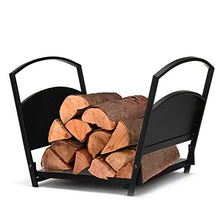 5JJJLOOOPP Small Indoor/Outdoor Firewood Rack Heavy Duty Fireplace Log Holder with Handrails Indoor Outdoor Coal Holder for Kindling