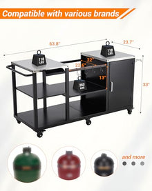 Heavy Duty Grill Cart for Big Green Egg Style BBQ
