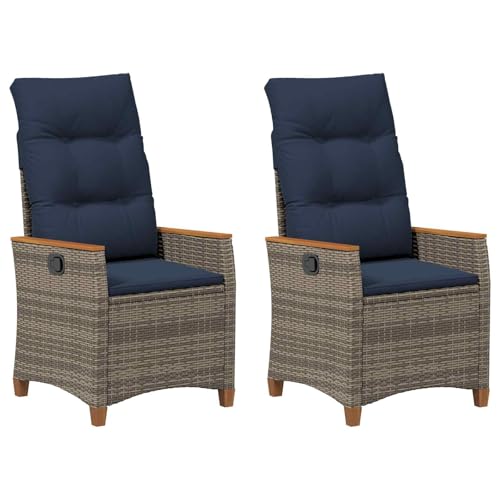 fsahslih Reclining Garden Chair Set of 2 Outdoor Patio Seats Grey