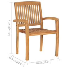 vidaXL Stacking Patio Chairs with Cushions 8 pcs Solid Teak Wood
