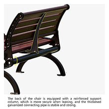 LASEVE Garden Benches, Outdoor Cast Aluminum Park Bench, Aluminum Alloy Imitation Wood Grain Leisure Bench with Backrest and Armrests, Out Suitable for Outdoor and Indoor