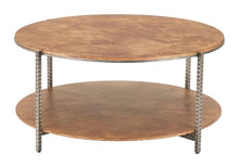Adna Coffee Table Brown, Brown Coffee Table, Modern Style, Burl Veneer MDF Round Shape Tabletop, Steel, Indoor Living, 38.6" W x 38.6" D x 18.5" H