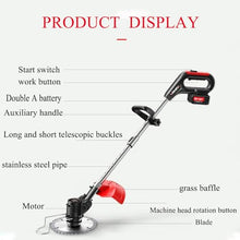 1880W Multifunctional Small Household Electric Lawn Mower, Handheld Cordless Electric Telescopic Pole Anti-Slip Handle Weeder,24V/4.0Ah