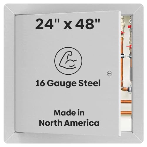 Best 24" x 48" Drywall Access Panel for Wall & Ceiling - Universal Flush Steel Access Door with Exposed Flange, 16-Gauge Steel, White Powder Coat, LEED Ready for Plumbing, HVAC & Electrical, BA-UAP