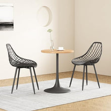 Jamesdar, Elise, Round Heavy Duty Commercial Bistro Table for Indoor Outdoor Restaurant & Café Dining, Solid Oak Top, Steel Base, 300 lb Capacity, 24" D x 30" H, Black