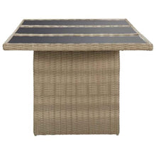 WEHUOSIF Brown and Black PE Rattan Dining Table with Tempered Glass Top and Powder-Coated Steel Frame for Patio Table and Outdoor Dining
