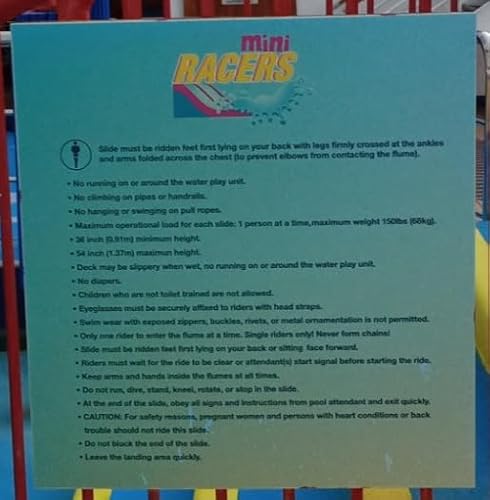 CCL Dream Waterworks Mini Racers Rule Sign