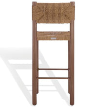 SAFAVIEH Couture Outdoor Patio Furniture Collection - Romona Tropical Bar Stool Set of 2, Brown Woven Rattan Design, 30-Inch, Fully Assembled (CPT4001B)