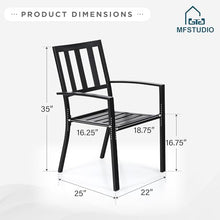 MFSTUDIO Outdoor Dining Chairs Set of 4, Metal Patio Chairs for Deck Bistro Porch Lawn, Black Wrought Iron Stackable Patio Dining Chairs