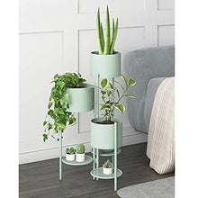 Flower Stand Nordic Living Room Wrought Iron Flower Stand Floor-standing Foldable Green Rack Three-layer Integrated Plant Stand Metal Shelf Plant Stand(Light green)