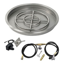 American Fireglass SS-RSPKIT-N-25 Natural Gas 25" Round Stainless Steel Drop-in Fire Pit Pan with Spark Ignition Kit (18" Ring Burner)