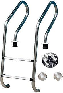 Staircase Handrails Swimming Pool Ladder with 2 Non-Slip Steps, Removable and Easy to Install Stainless Steel 2-Step Stainless Steel Pool Step Ladder with Easy, for In Ground Pools for Swimming Pool