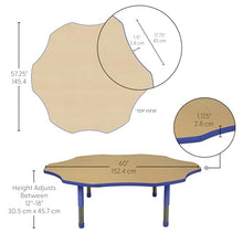Factory Direct Partners Flower Toddler Activity Table 60in Adjustable Maple/Blue