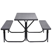 Outdoor Gray Woodgrain Picnic Table Set with Metal Frame, 5 Feet Long