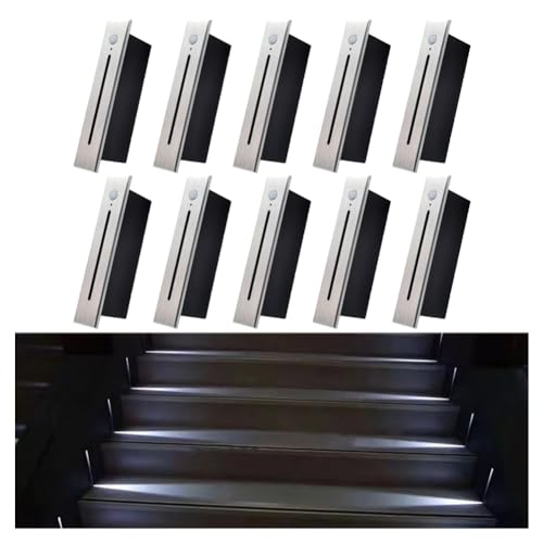 Opaeroo Recessed LED Step Lights Stair Light Indoor, 90-265V 3W Not Waterproof for Stairs/Decks/Steps/Door Side/Hallway/Doorway/Paths Lighting 10PCS-6000K Brushed Silver