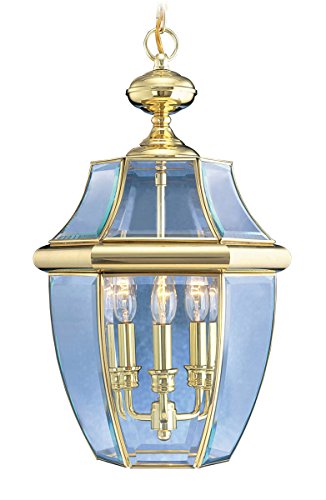 Livex Lighting 2355-02 3-Light Outdoor Hanging Lantern, Polished Brass