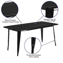 Flash Furniture 63" x 31.5" Metal Indoor-Outdoor Table, Black