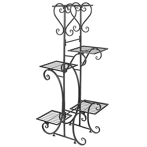 iumLeap Flower Stand 5 Tiered Tall Plant Stand Indoor Iron Planter Shelf Rack Garden Metal Flower Pots Display Holder Outdoor Plant Stand