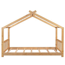 Generic Roof House Platform Bed Frame with Headboard & Footboard Twin Natural