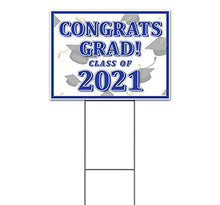 TampaPrinting Congrats Grad Class of 2021 Yard Sign 18" x 24" with Metal Step Stake