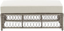 Crosley Furniture Thatcher Wicker Coffee Table and Ottoman Foot Rest for Porch, Deck, Backyard, Driftwood with Creme Cushions