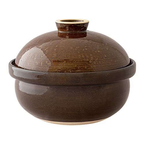 Haseen ACT-80 Smoker, Earthenware Pot, "Ibushigin", Large, Approx. 11.0 inches (28 cm), Approx. 80.6 fl oz (2,400 ml), Direct Fire, Open Fire, OK Brown American Glaze