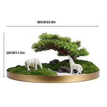 YXIANG56Q Fake Plants Artificial Welcoming Song Yongsheng Moss Landscape Zen Bonsai Simulation Potted Ornaments for Desktop Office Home Decoration Bonsai Tree