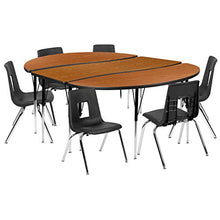Flash Furniture Emmy Oval Wave Laminate Activity Table Set with Student Stack Chairs Oak
