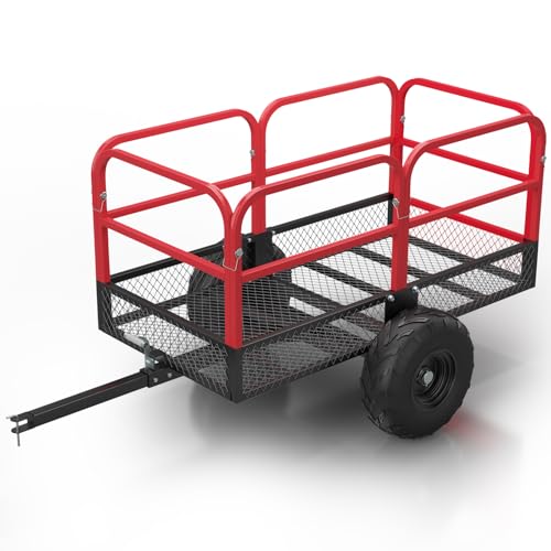 Utility Trailer, Heavy Duty ATV Trailer, 1700lbs 17 Cubic Feet Lawn Mower Trailer, Yard Garden Trailer with Removable Sides, ATV Dump Trailers Pull Behind for Lawn Mower Tractor