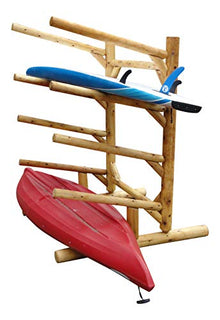 Log Kayak Rack 5-Place 1-Sided Kayak/SUP Rack Natural