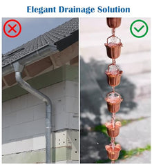 YUSIWOAL Rain Gutter Chain with Adjustable Cups for Downspout Water Management, Easy Installation Solution(3.5M (11.5Ft))