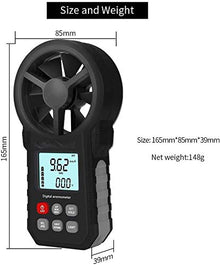 CARUTU Digital Anemometer Handheld Wind Speed Meter for Measuring Wind Speed, Temperature and Wind Chill with Backlight and Max/Min
