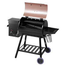 Wood Pellet Smoker Grill, BBQ Electric Grill with Digital Temperature Control & Hopper, Outdoor Smoking Grill with Side Shelf & Wheels for Backyard Patio Camping Tailgating