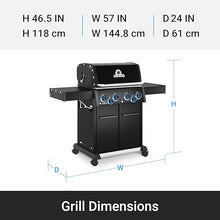 Broil King 674144 Baron 490 Pro Shadow 4-Burner Pellet Ready Propane Gas Grill in Black with Side Burner and Rear Rotisserie Burner