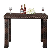 5 Piece Outdoor Rattan Bar Set, Patio Bar Furniture with Stools and Table, Outdoor Conversation Set for Poolside, Patio Bar Set, Bar Height Table & 4 Rattan Bar Stool Chairs, Outdoor Bistro Set