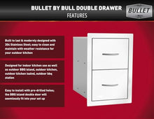 Bullet by Bull Classic Double Drawer Storage Stainless Steel Drop in for Outdoor Kitchen BBQ Island