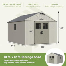 Patiowell 10x12 FT Resin Outdoor Storage Shed with Floor and Skylight,Beige