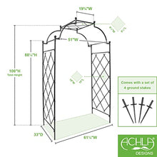 Achla Designs 106" H Graphite Powdercoat Finish Wrought Iron Lattice Tunnel Arbor