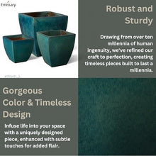 Square Stoneware Planter (Parent SKU) (Teal, Set of 3)