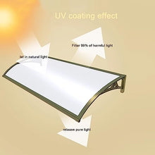Window Door Awning Canopy,Front Door Canopy Uv Rain Snow Sunlight Protection Outdoor Polycarbonate Cover Patio Awning Canopy,Gold Aluminium Frame,with Install Hardware (47"x118")