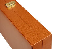 Zaza & Sacci Leather Microfiber Backgammon Set 20" Large Brown Case