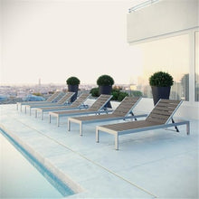 Pemberly Row Aluminum Patio Chaise Lounge Chair Set of 6 Grey