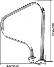 Pool Handrail Handle Grab Rails Swimming Swimming Pool Handrail for Indoor and Outdoor Pools, 304 Stainless Steel Pool Railing with Mounting Accessories