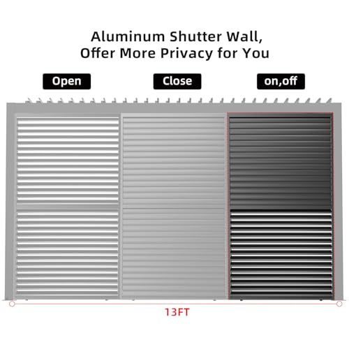 Kaimei Aluminum Shutter Wall Louver Grille for Pergola 1/3 Coverage 13ft Black